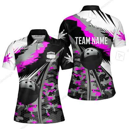 Custom Bowling Team Jersey, Personalized Long Sleeve Jersey Shirt Camo Bowling Shirt with Name & Team Name