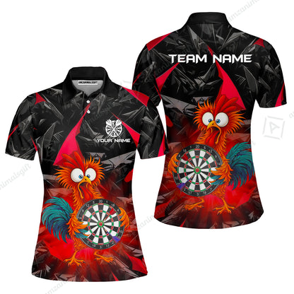 Custom Darts Team Jersey, Personalized Funky Rooster Dart Shirt For Players With Name & Team Name