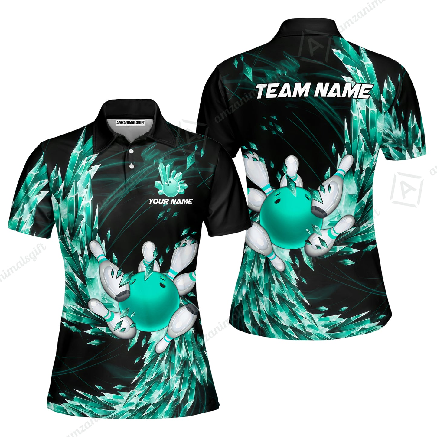 Custom Bowling Jersey Polo Shirt, Crystal Explosion Bowling Custom Bowling Jersey Team Shirt For Players With Name & Team Name