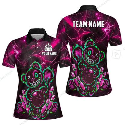 Custom Creepy Teddy Bowling Jersey Polo Shirt, Custom Creepy Teddy Bowling Jersey Team Shirt For Players With Name & Team Name