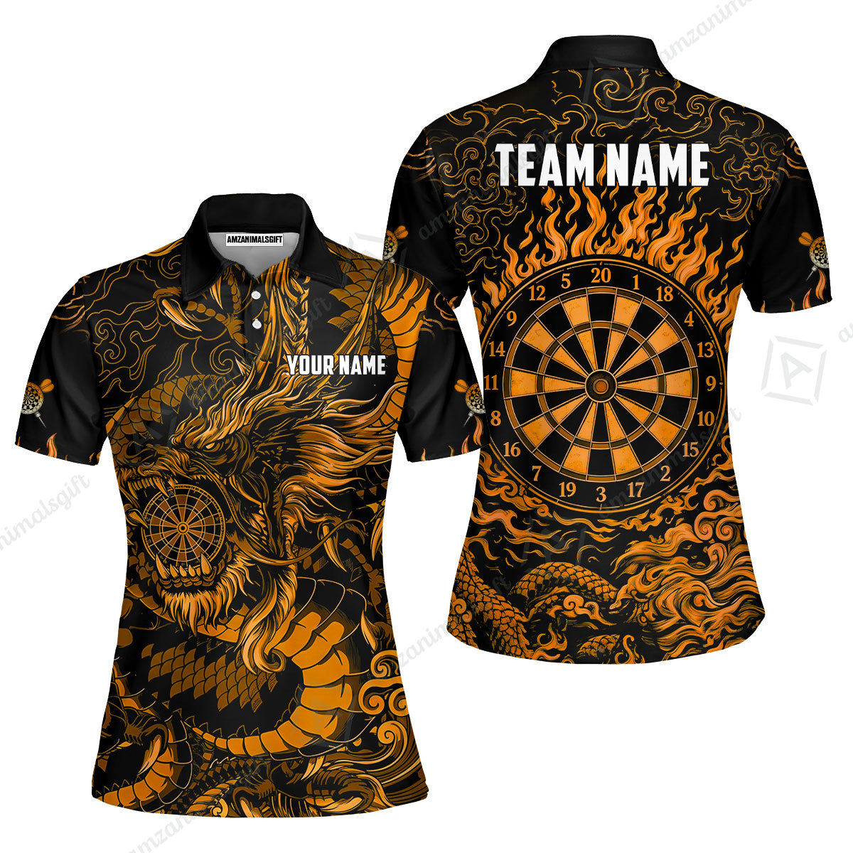 Custom Darts Jersey Polo Shirt, Dragon's Bullseye Darts, Custom Dart Jersey Team Shirt For Players With Name & Team Name