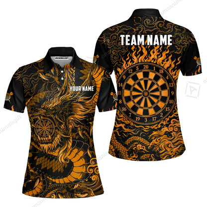 Custom Darts Jersey Polo Shirt, Dragon's Bullseye Darts, Custom Dart Jersey Team Shirt For Players With Name & Team Name