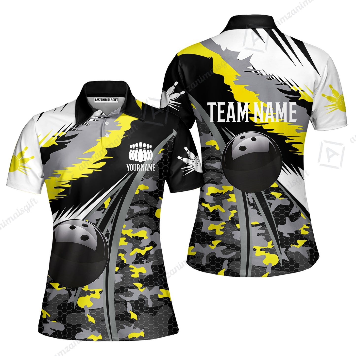 Custom Bowling Team Jersey, Personalized Long Sleeve Jersey Shirt Camo Bowling Shirt with Name & Team Name