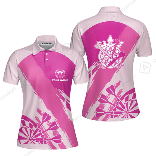 Customized Darts Women Polo Shirt, Light Dark Pink Team Shirt, Personalized Name Polo Shirt For Women - Perfect Gift For Darts Lovers, Darts Players