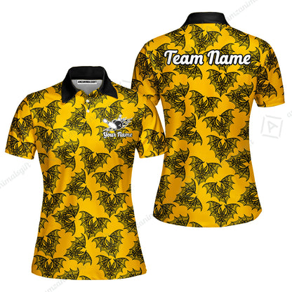 Custom Bowling Quarter Zip Polo Shirt, Lace Bats Bowling Custom Bowling Quarter Zip Team Shirt For Players With Name & Team Name