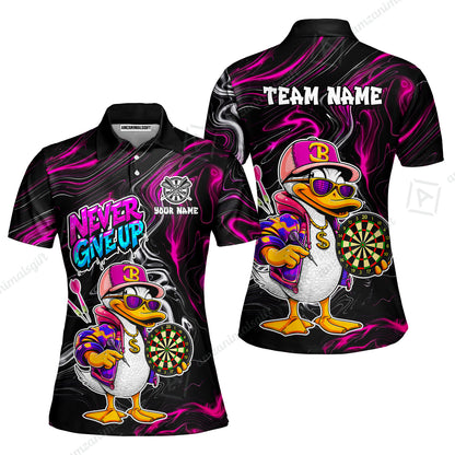 Customized Darts Team Jersey, Duck Never Give Up, Personalized Darts Name And Team Name