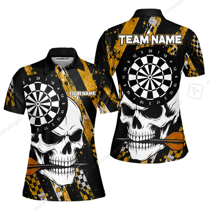 Custom Darts Jersey Polo Shirt, Skull Bites Dart, Custom Dart Jersey Team Shirt For Players With Name & Team Name