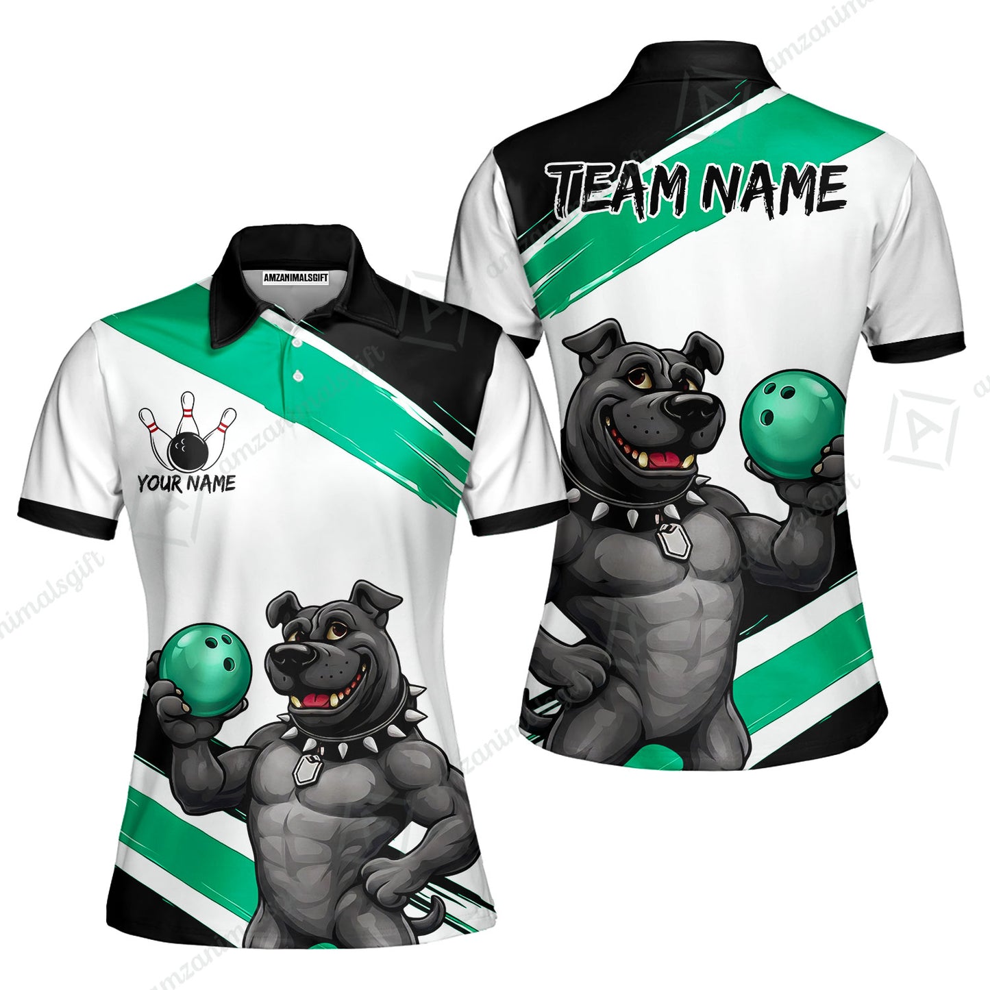 Custom Bowling Jersey Polo Shirt, Badass Dog Bowling Custom Bowling Jersey Team Shirt For Players With Name & Team Name