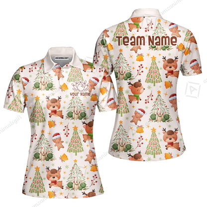 Custom Bowling Jersey Polo Shirt, Reindeer Christmas Bowling, Custom Bowling Jersey Team Shirt For Players With Name & Team Name