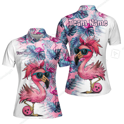Custom Bowling Jersey Polo Shirt, Tropical Palm Leaves Bowling, Custom Bowling Jersey Team Shirt For Players With Name & Team Name