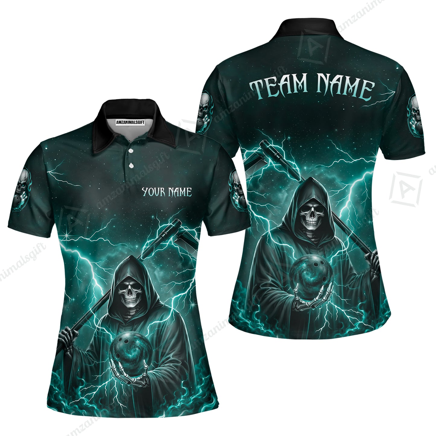 Custom Bowling Jersey Polo Shirt, Multiple Colors Death, Custom Bowling Jersey Team Shirt For Players With Name & Team Name