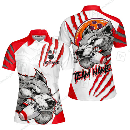 Customized Bowling Jerseys, Fierce Wolf Artwork Scratch, Uniform Bowling - Personalized Name And Team Name