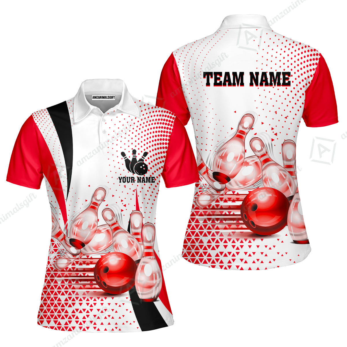Custom Bowling Polo Shirt - Bowling Jerseys Team, Bowling uniforms, Custom Bowling Shirts With Personalized Name And Team Name - Gifts for Bowlers