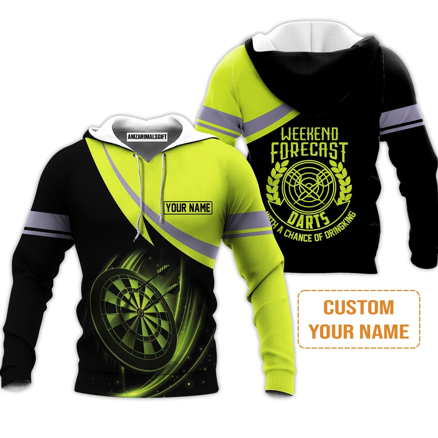 Customized Name Darts T-Shirt, Personalized Name Weekend Forecast Darts T-Shirt - Gift For Darts Lovers