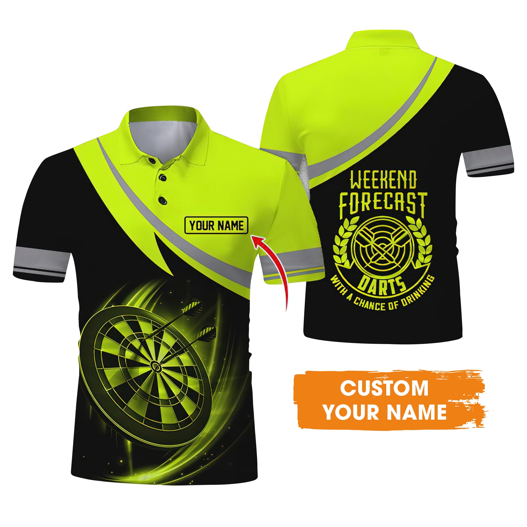 Customized Name Darts Polo Shirt, Personalized Name Weekend Forecast Darts Polo Shirt - Gift For Darts Lovers