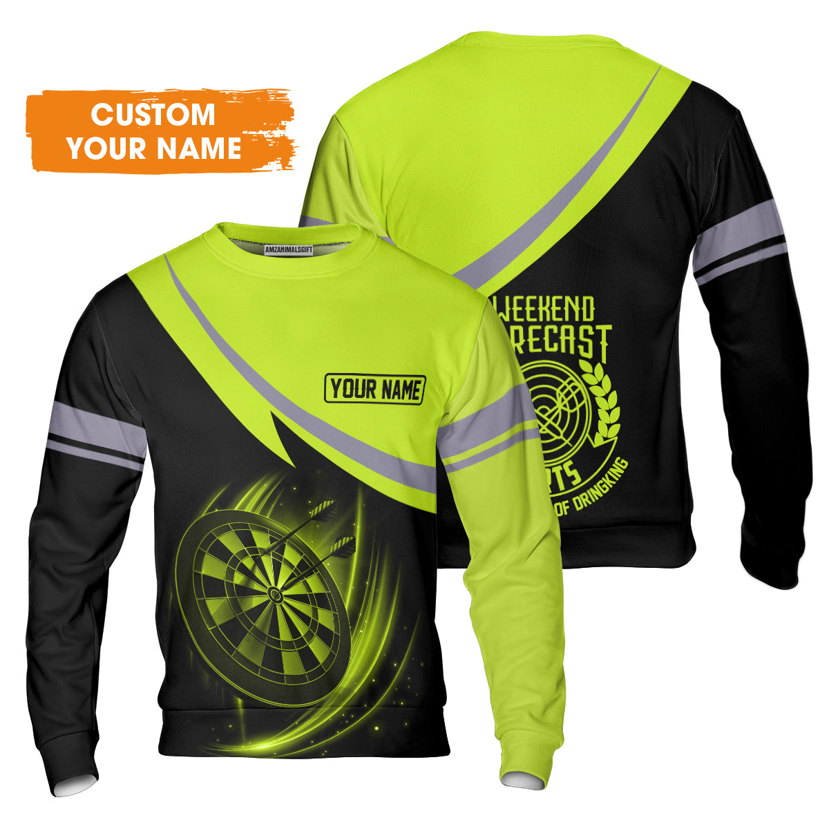 Customized Name Darts Polo Shirt, Personalized Name Weekend Forecast Darts Polo Shirt - Gift For Darts Lovers