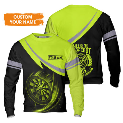 Customized Name Darts Hoodie, Personalized Name Weekend Forecast Darts Hoodie - Gift For Darts Lovers