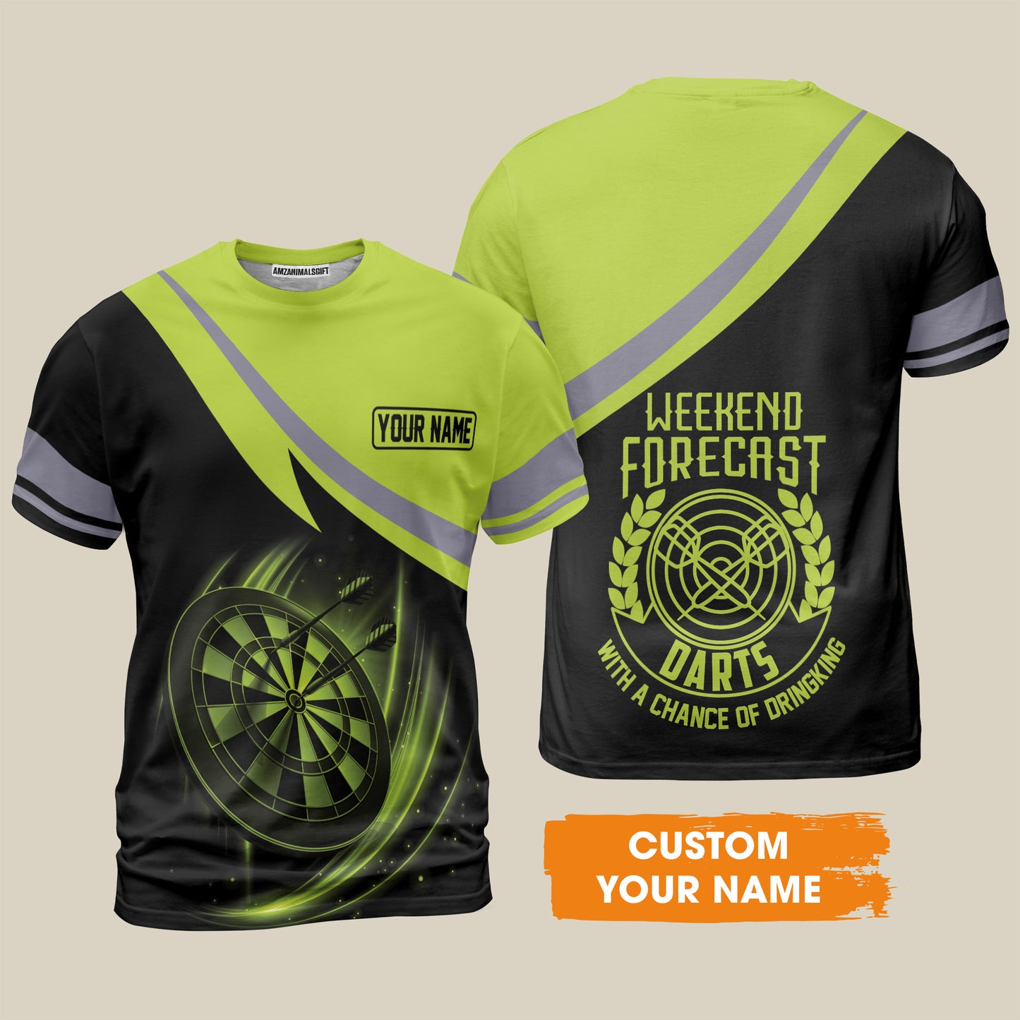 Customized Name Darts T-Shirt, Personalized Name Weekend Forecast Darts T-Shirt - Gift For Darts Lovers