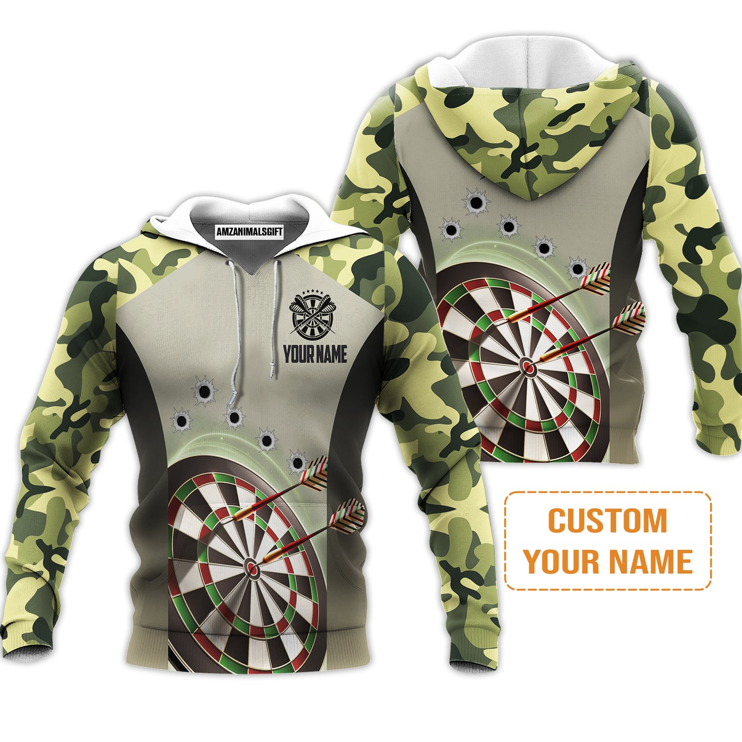 Customized Name Darts Polo Shirt, Camo Pattern Personalized Darts Uniforms Polo Shirt - Perfect Gift For Darts Lovers