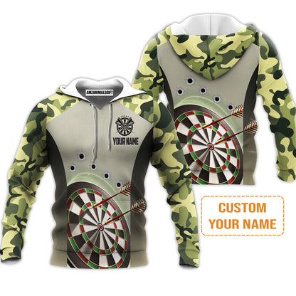 Customized Name Darts Polo Shirt, Camo Pattern Personalized Darts Uniforms Polo Shirt - Perfect Gift For Darts Lovers
