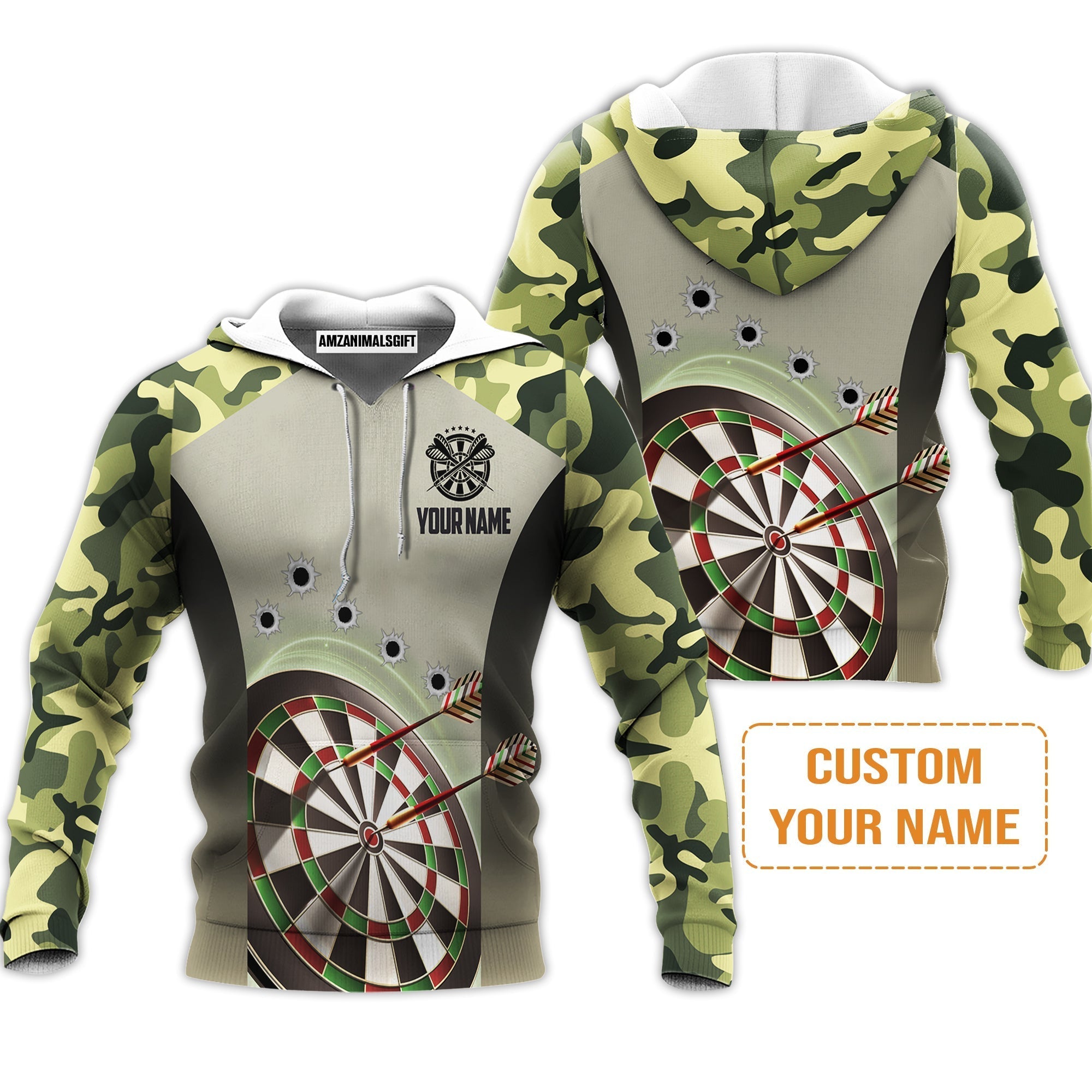 Customized Name Darts Hoodie, Camo Pattern Personalized Darts Hoodie - Perfect Gift For Darts Lovers