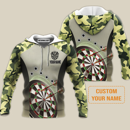 Customized Name Darts Hoodie, Camo Pattern Personalized Darts Hoodie - Perfect Gift For Darts Lovers