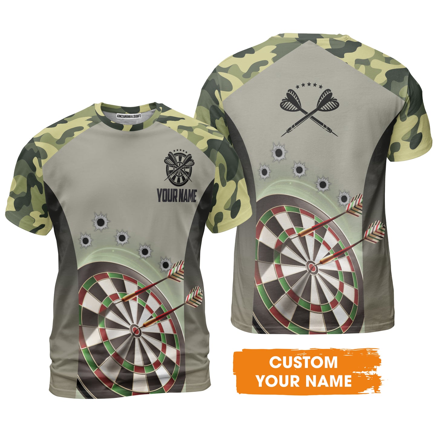Customized Name Darts Polo Shirt, Camo Pattern Personalized Darts Uniforms Polo Shirt - Perfect Gift For Darts Lovers