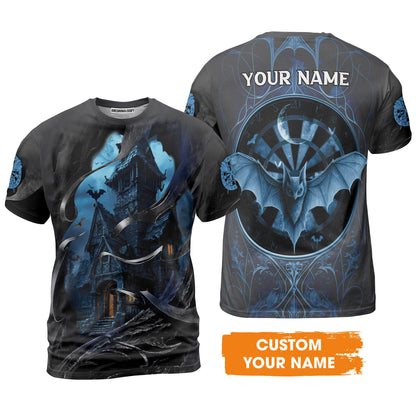 Darts Hoodie Customized Name, Castle & Bats With Dartboard Hoodie- Gift For Darts Players Uniforms, Darts Lovers