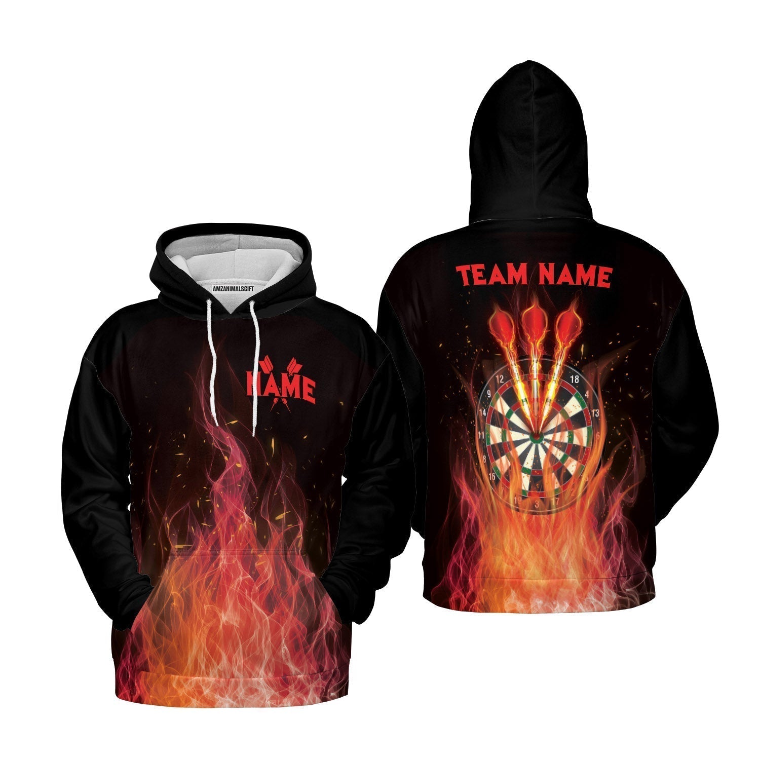 Darts Hoodie Custom Name And Team Name, Darts Flame Player Uniform, Personalized Shirt For Darts Lovers, Darts Players