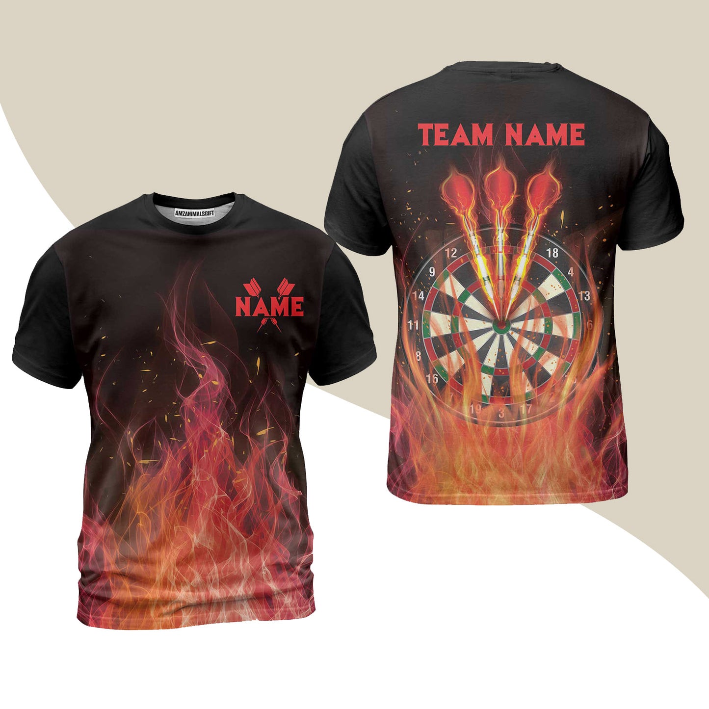 Darts T-Shirt Custom Name And Team Name, Darts Flame Player Uniform, Personalized Shirt For Darts Lovers, Darts Players