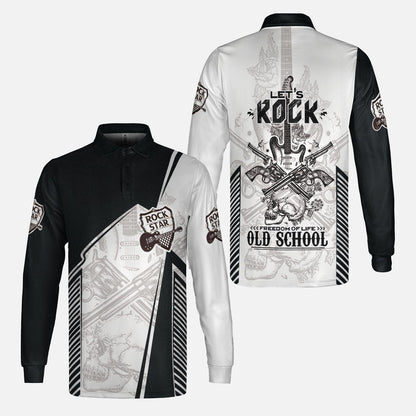 Black And White Guitar Hoodie, Let's Rock Freedom Of Life Old School Guitar Hoodie