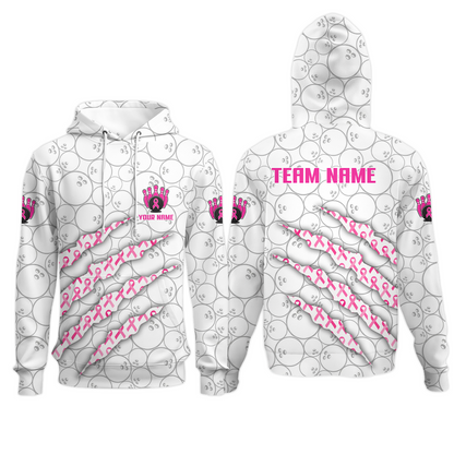 Customized Bowling Jersey, Pink Ribbon and Bowling , Uniform Bowling - Personalized Name And Team Name