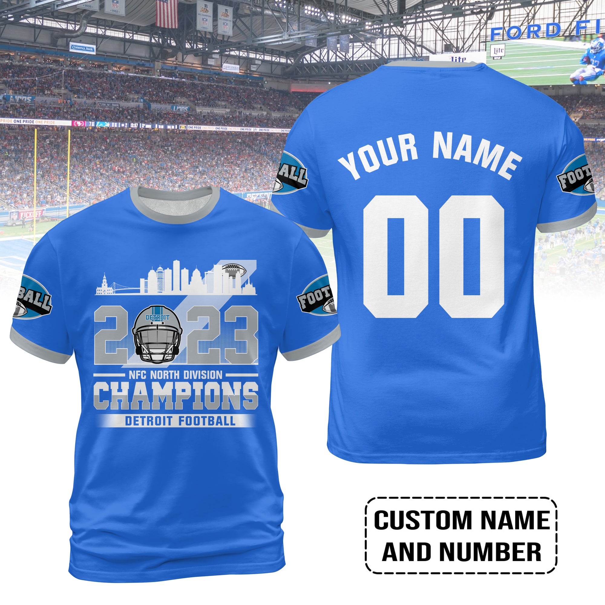 Detroit Football 2023 NFC North Champions Custom T-Shirts, Conquered The North Champs Custom Shirt, Detroit Football Fan Gifts