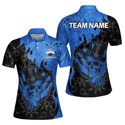 Custom Bowling Team Shirt – Skull Bowling Pattern Multicolor Personalized Jersey Bowling Uniform For League Players