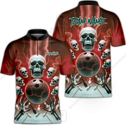 Custom Dark Fantasy Skeleton Bowling Team Jersey, Bowling Uniforms, Personalize Name And Team Name