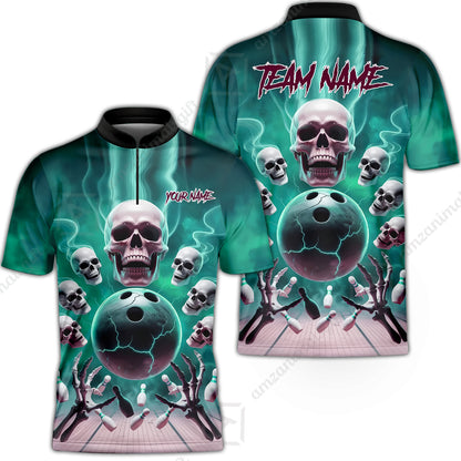 Custom Dark Fantasy Skeleton Bowling Team Jersey, Bowling Uniforms, Personalize Name And Team Name