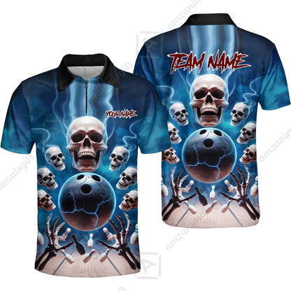 Custom Dark Fantasy Skeleton Bowling Team Jersey, Bowling Uniforms, Personalize Name And Team Name