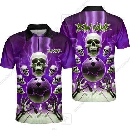 Custom Dark Fantasy Skeleton Bowling Team Jersey, Bowling Uniforms, Personalize Name And Team Name