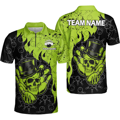 Custom Bowling Team Shirt – Skull Bowling Pattern Multicolor Personalized Jersey Bowling Uniform For League Players