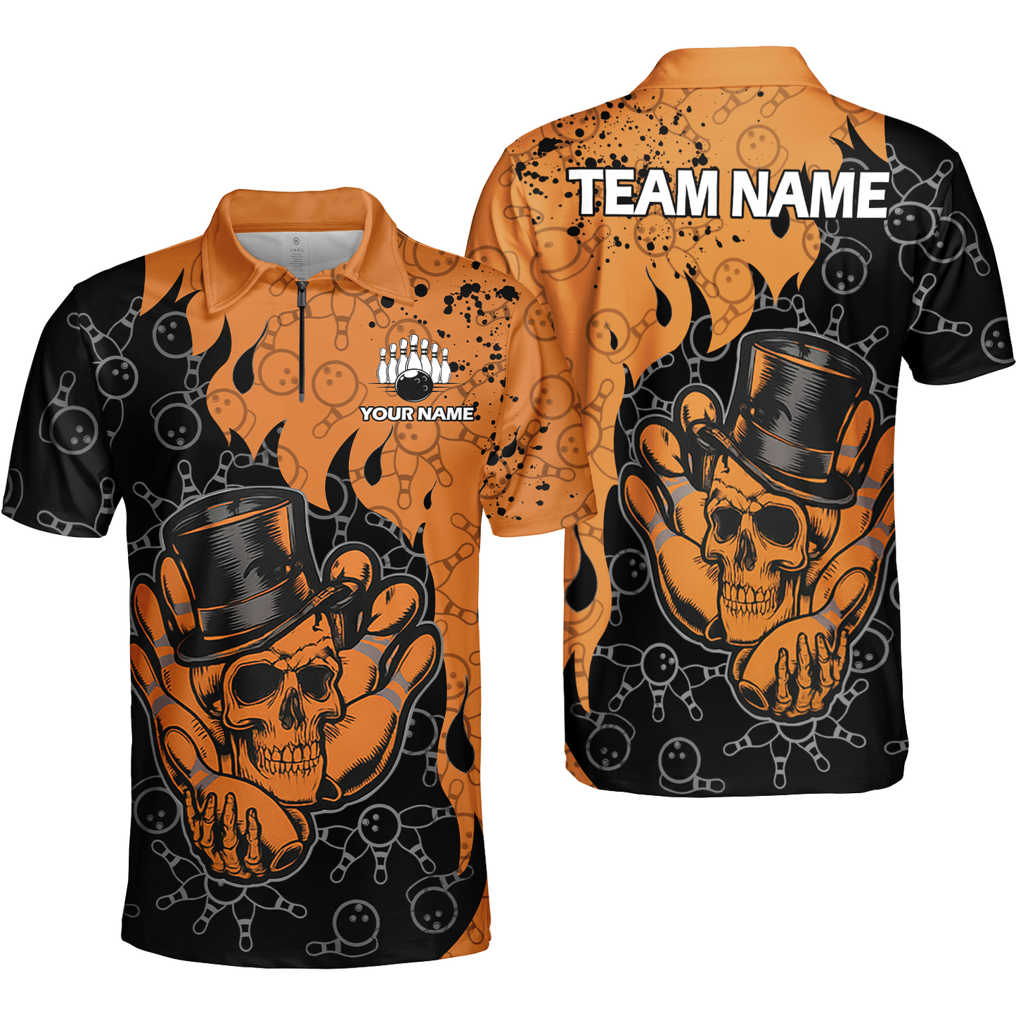 Custom Bowling Team Shirt – Skull Bowling Pattern Multicolor Personalized Jersey Bowling Uniform For League Players