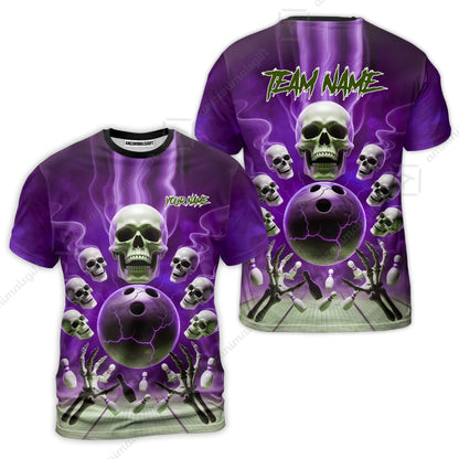 Custom Dark Fantasy Skeleton Bowling Team Jersey, Bowling Uniforms, Personalize Name And Team Name