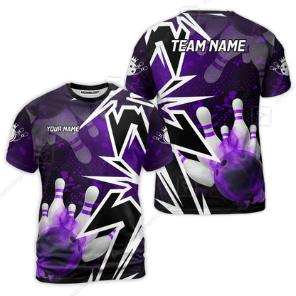 Customized Bowling Polo, Bowling And Pins Smoke Multicolor Option Customized Name And Team Zipper Polo Jerseys Shirts