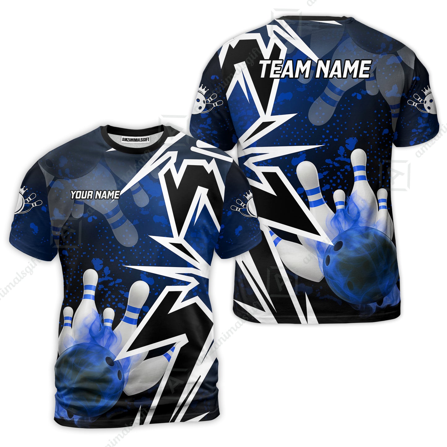 Customized Bowling Polo, Bowling And Pins Smoke Multicolor Option Customized Name And Team Zipper Polo Jerseys Shirts