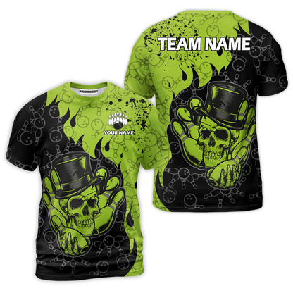 Custom Bowling Team Shirt – Skull Bowling Pattern Multicolor Personalized Jersey Bowling Uniform For League Players
