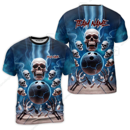 Custom Dark Fantasy Skeleton Bowling Team Jersey, Bowling Uniforms, Personalize Name And Team Name
