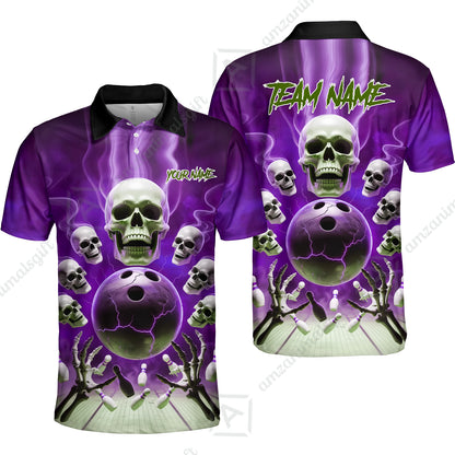 Custom Dark Fantasy Skeleton Bowling Team Jersey, Bowling Uniforms, Personalize Name And Team Name
