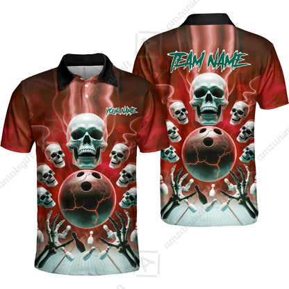 Custom Dark Fantasy Skeleton Bowling Team Jersey, Bowling Uniforms, Personalize Name And Team Name