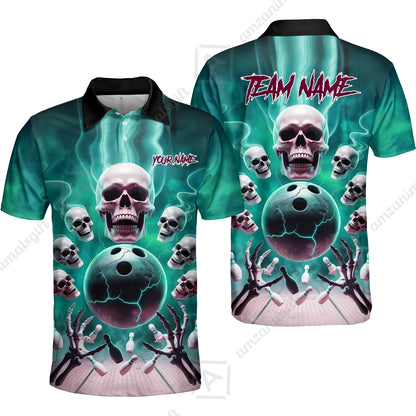 Custom Dark Fantasy Skeleton Bowling Team Jersey, Bowling Uniforms, Personalize Name And Team Name