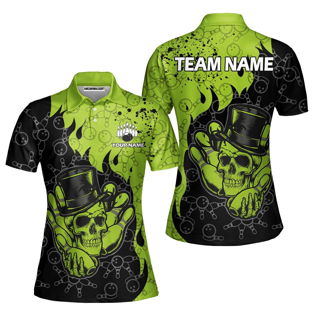 Custom Bowling Team Shirt – Skull Bowling Pattern Multicolor Personalized Jersey Bowling Uniform For League Players