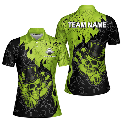 Custom Bowling Team Shirt – Skull Bowling Pattern Multicolor Personalized Jersey Bowling Uniform For League Players